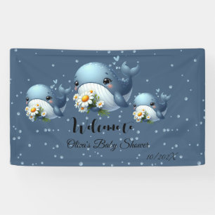 Bannière de fête prénatale pour bébé baleine migno