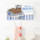 Bannière de fête prénatale pour bébé prince afro-a (En situation)