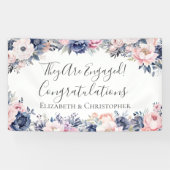 Bannière de Fiançailles végétal bleu bleu rose de  (Horizontal)