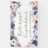 Bannière de Fiançailles végétal bleu bleu rose de  (Vertical)