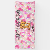 Bannière de fille de tigre rose (Vertical)