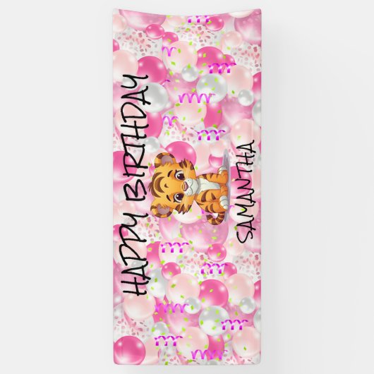 Bannière de fille de tigre rose (Vertical)