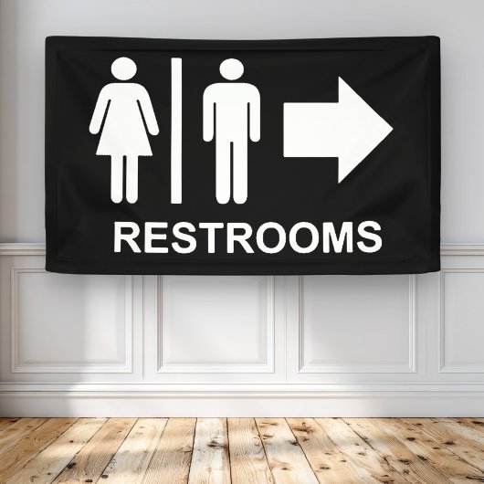Bannière de flèche de signalisation de toilettes