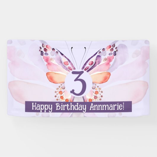 Bannière de fond d'anniversaire papillon (Horizontal)