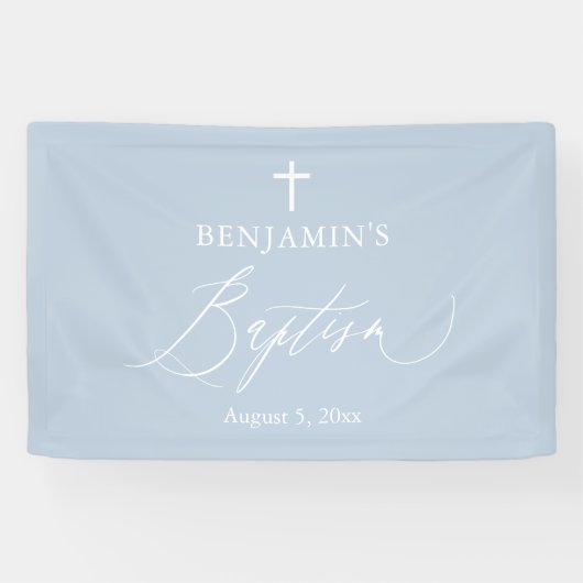 Bannière de fond de baptême garçon croix blanche b (Horizontal)