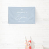 Bannière de fond de baptême garçon croix blanche b (Insitu)