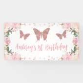 Bannière de fond de joyeux anniversaire Papillon e (Horizontal)
