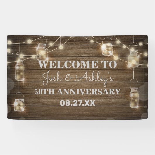 Bannière de fond en bois rustique pour anniversair (Horizontal)