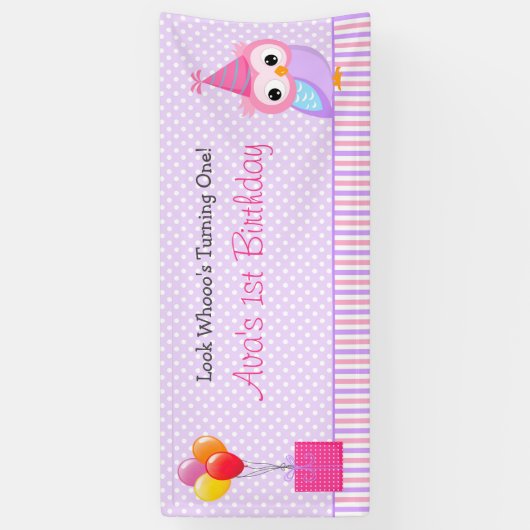 Bannière de fond Owl Backdrop (Fête d'anniversaire (Vertical)