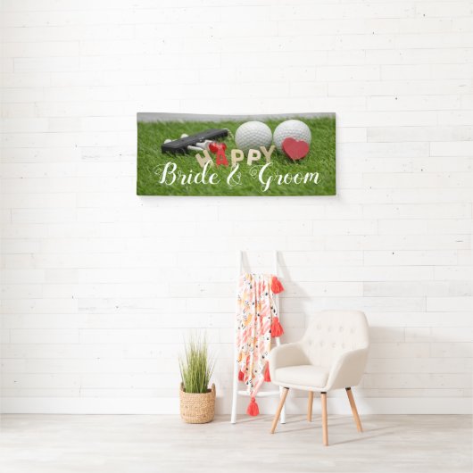 Bannière de golf mariage balle de golf et l'amour  (En situation)
