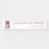 Bannière de Grad Photo Pink Text Graduation (Horizontal)