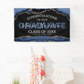 Bannière de graduation Abstraite marine et or (En situation)