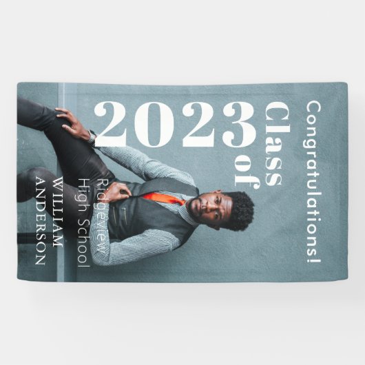 Bannière de graduation avec lettres simples en gra (Horizontal)