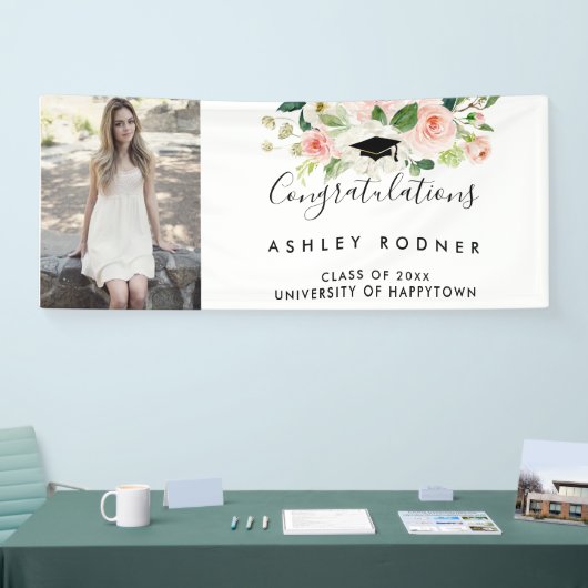 Bannière de graduation de la florale d'aquarelle a (Salon professionnel)