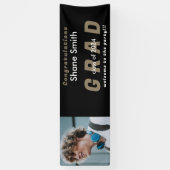 Bannière de graduation de texte d'or noir (Vertical)