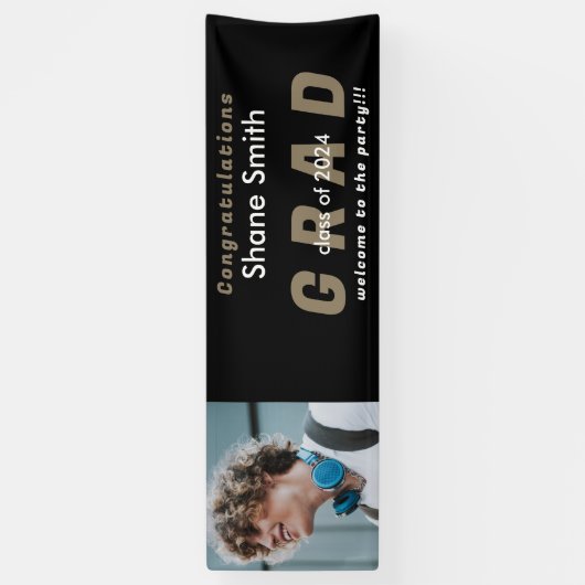 Bannière de graduation de texte d'or noir (Vertical)