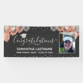 Bannière de graduation des ballons rose et argent (Horizontal)