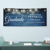Bannière de graduation en bois rustique bleu (Salon professionnel)