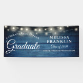 Bannière de graduation en bois rustique bleu (Horizontal)