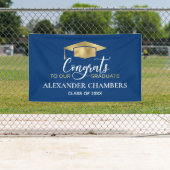 Bannière de graduation en or bleu moderne simple (En situation)