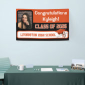 Bannière de graduation en vinyle orange et noir (Salon professionnel)