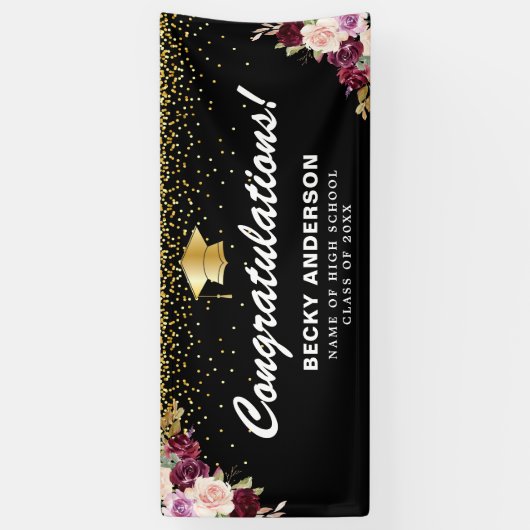 bannière de graduation florale d'aquarelle de frai (Vertical)