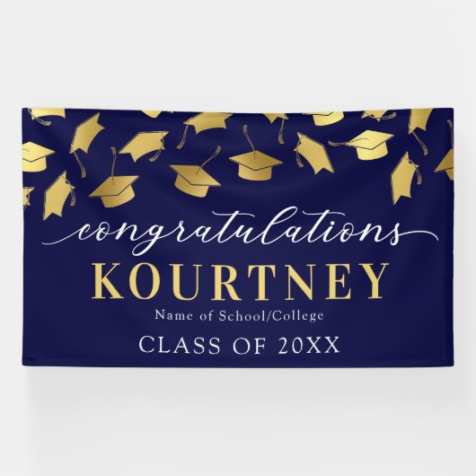 Bannière de graduation Marine & Gold 2025 (Horizontal)