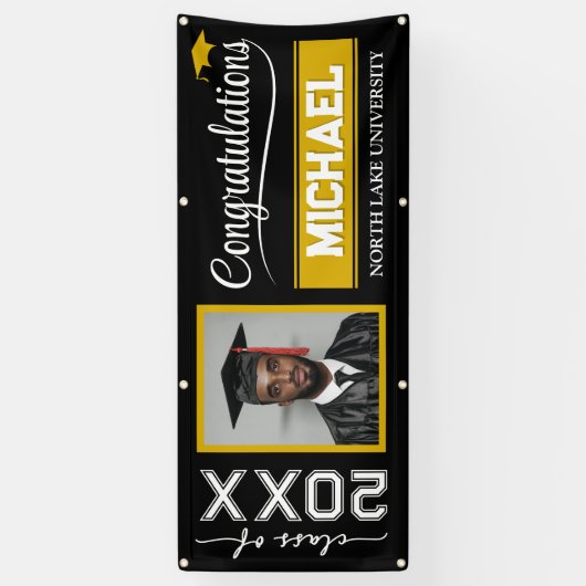 Bannière de graduation modifiable 2025 avec nom et (Vertical)