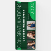 Bannière de graduation photo verte moderne (Vertical)