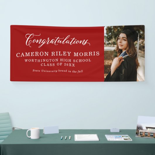 Bannière de graduation rouge (Salon professionnel)
