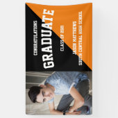 Bannière de Graduation Simple One Photo Black Oran (Vertical)