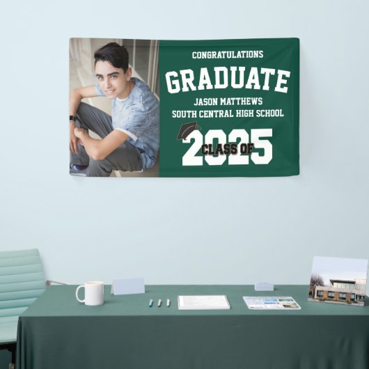 Bannière de graduation verte moyenne photo (Salon professionnel)