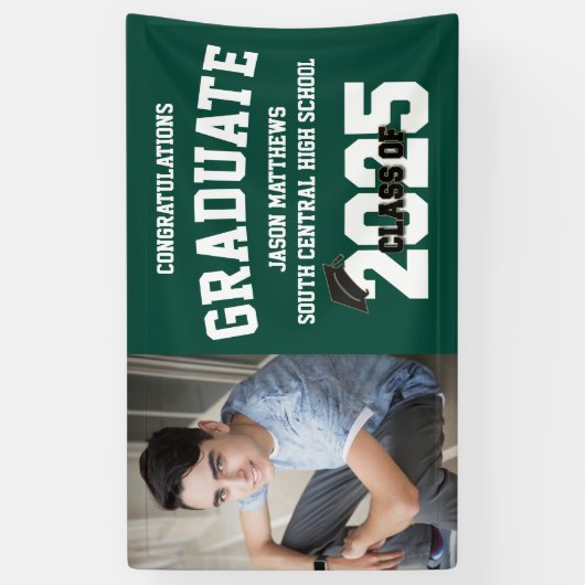 Bannière de graduation verte moyenne photo (Vertical)