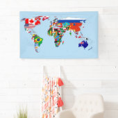 Bannière de la carte mondiale des drapeaux (En situation)