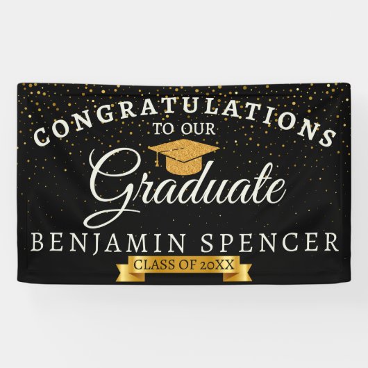 Bannière de la célébration de la graduation noire  (Horizontal)