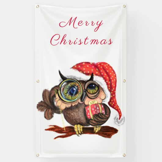 Bannière de la chouette de Noël (Vertical)