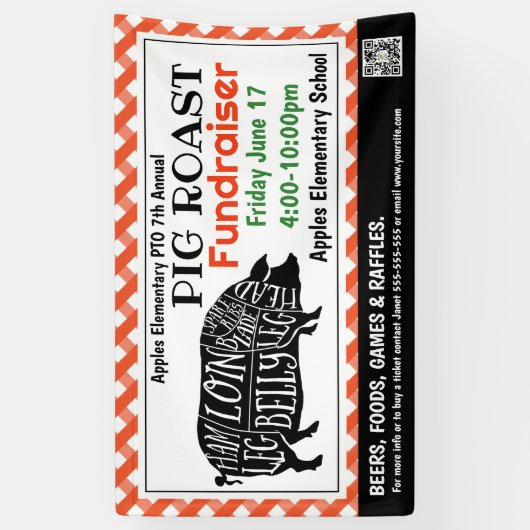 Bannière de la collecte de fonds PIG ROAST PTO PTA (Vertical)