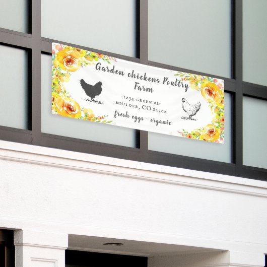 Bannière de la ferme fleurie de printemps jaune (Bâtiment extérieur)