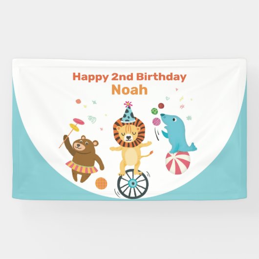 Bannière de la fête Anniversaire de enfant Animaux (Horizontal)