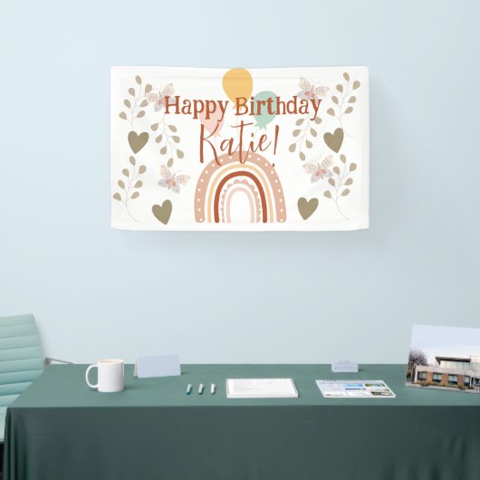 Bannière de la fête d'anniversaire Boho Rainbow (Salon professionnel)