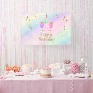 Bannière de la fête d'anniversaire de la licorne