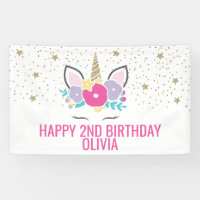 Bannière de la fête d'anniversaire de la licorne m