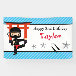 Bannière de la fête d'anniversaire de Ninja Warrio