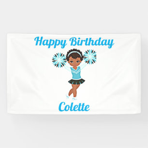 Bannière de la fête d'anniversaire de pom-pom girl