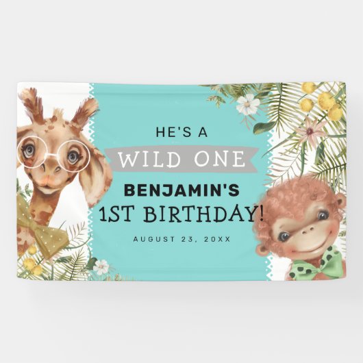 Bannière de la fête d'anniversaire des mignons gar (Horizontal)