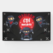 Bannière de la fête d'anniversaire du Ninja noir (Horizontal)