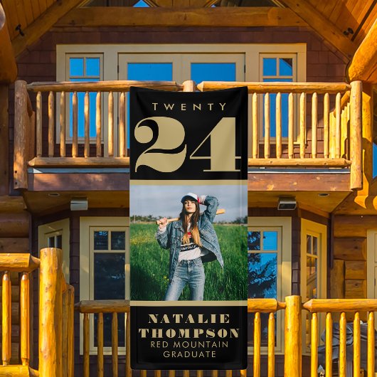 Bannière de la fête de graduation en plein air cus