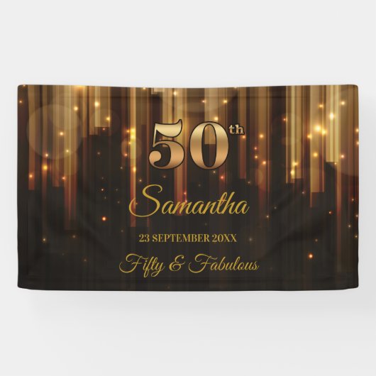 Bannière de la fête du 50e anniversaire Gold et Bl (Horizontal)