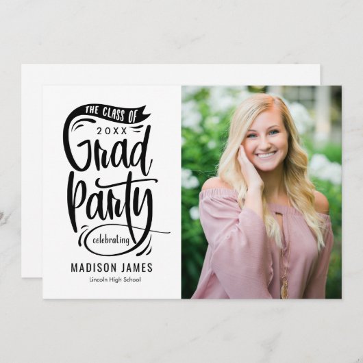 Bannière de la fête Faire-part de graduation Invit (Devant / Derrière)
