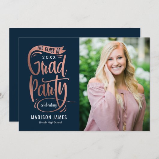 Bannière de la fête Faire-part de graduation Invit (Devant / Derrière)